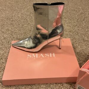 SMASH  Silver Heeled Ankle Boots